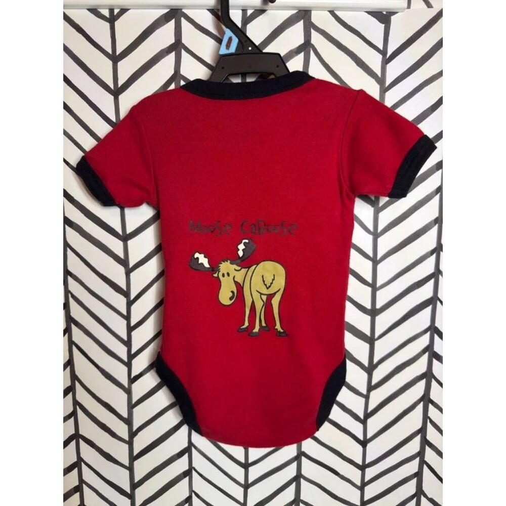 Lazy One Red Moose Caboose Cotton Creeper Bodysuit 12M 2109